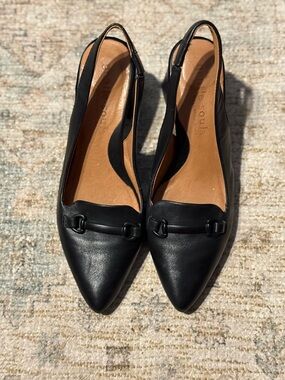 Kenneth Cole Gentle Souls Black Pointed Toe Slingback Flats by
